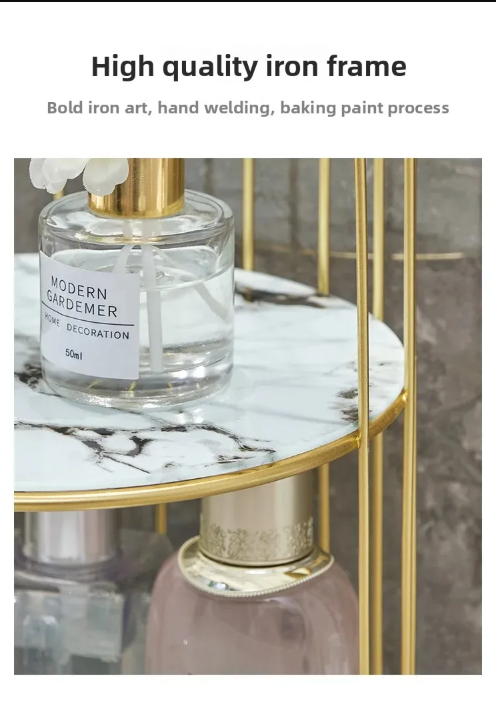 Two-Layer Birdcage Style Storage Shelf – Elegant Golden Organizer