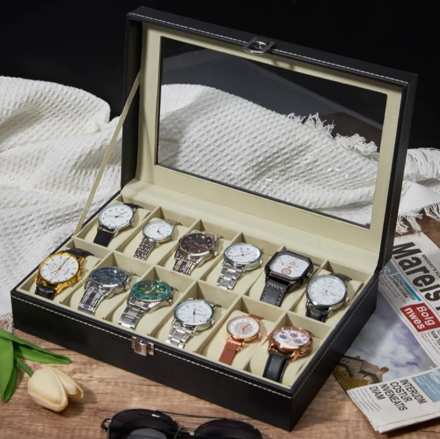 Premium Double Row Watch Organizer – 10 & 12 Slot Models