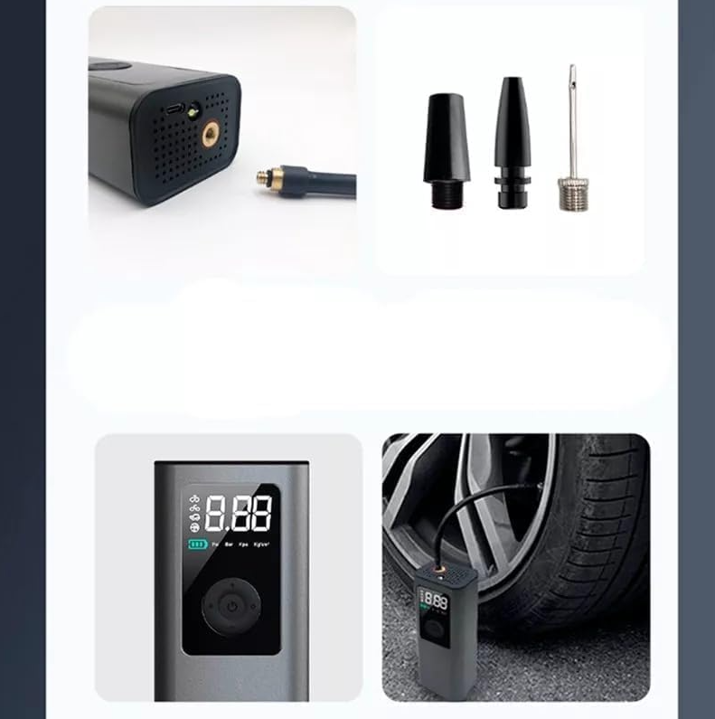 π Multifunctional Portable Air Compressor with 2,000mAh Battery β Inflate, Illuminate, and Power Up!