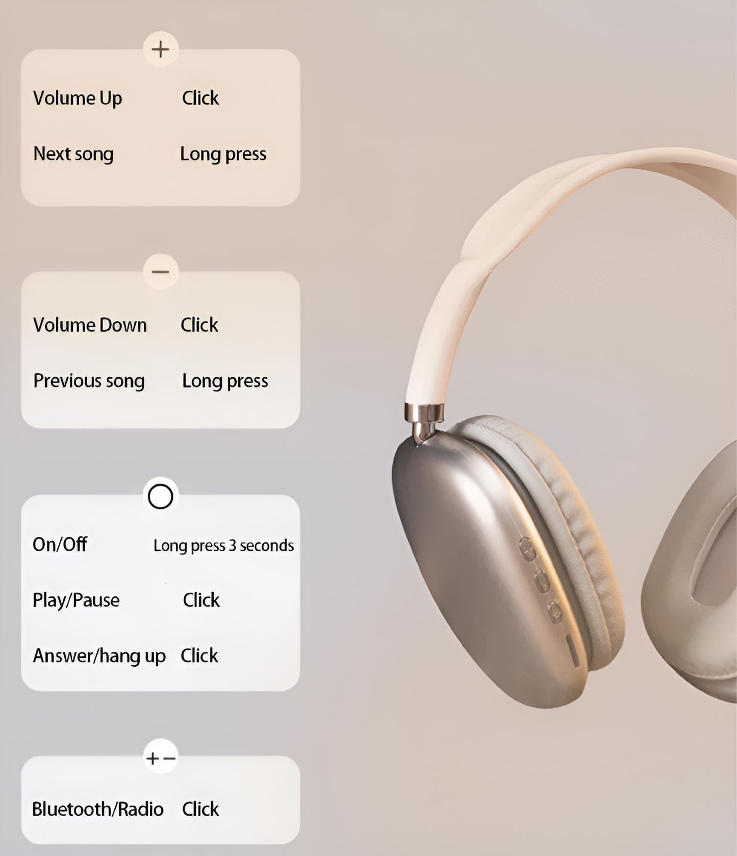 P9 Wireless Bluetooth Headphones | Over-Ear Stereo Headset with Mic