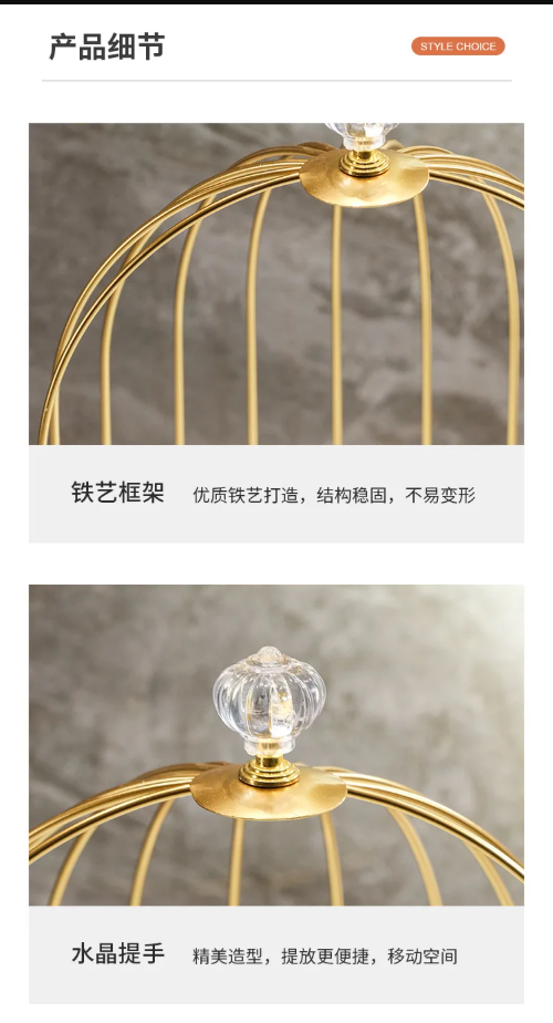 Two-Layer Birdcage Style Storage Shelf – Elegant Golden Organizer