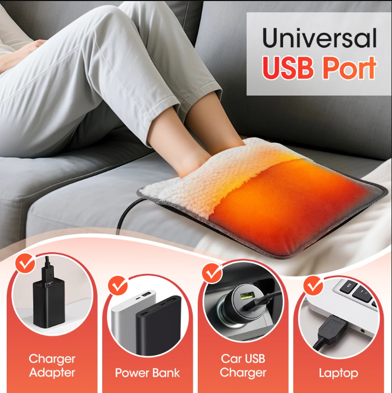 🔥 USB Heated Foot Warmer Pad – Full Body Comfort + FREE Moisturizing Socks!