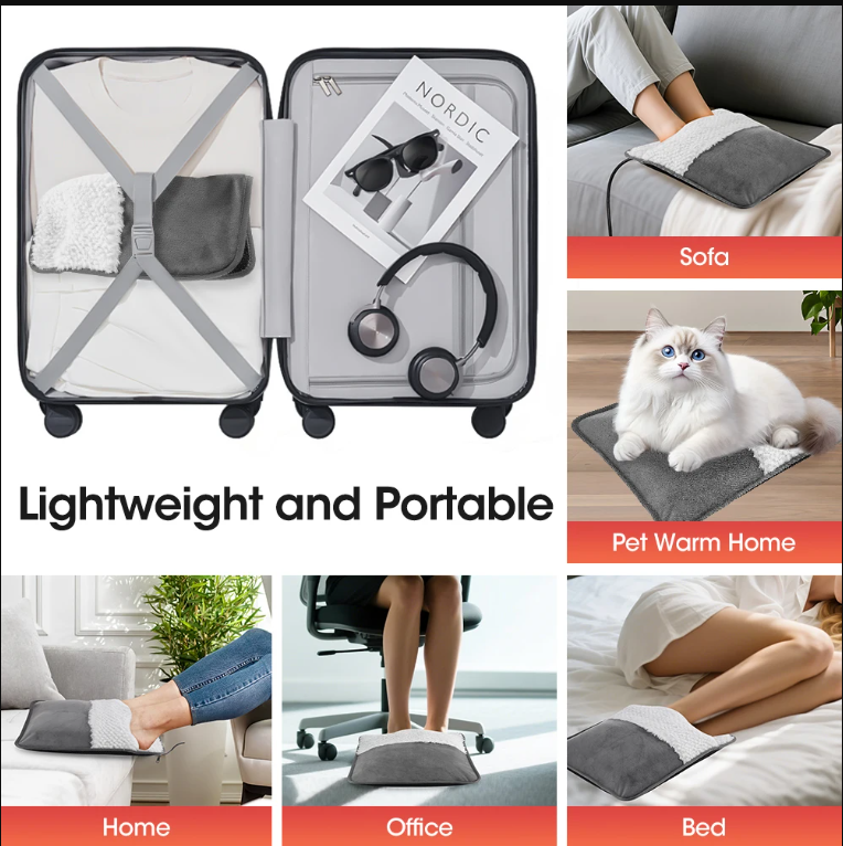 🔥 USB Heated Foot Warmer Pad – Full Body Comfort + FREE Moisturizing Socks!