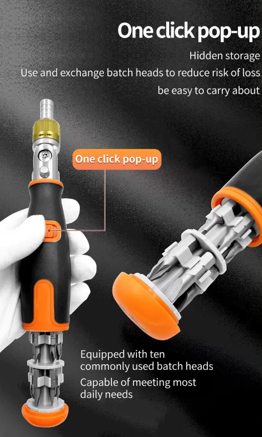 π§ Multi-Angle Ratchet Screwdriver Set β 10-in-1 Hidden Storage Tool