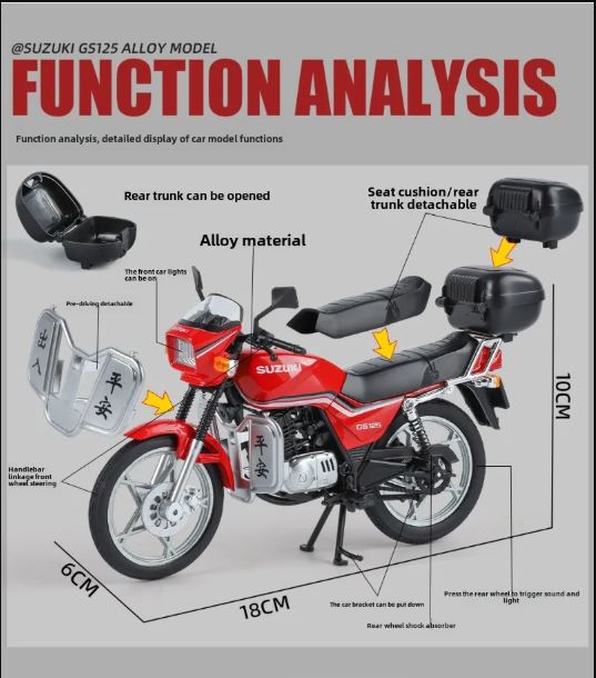 Suzuki GS125 Alloy Diecast Motorcycle Model β 1:12 Scale