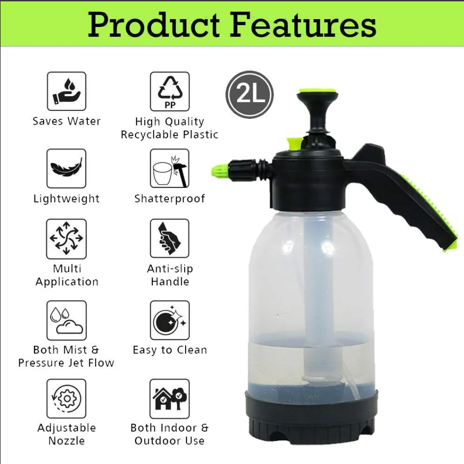 πΏ 2L Multipurpose Adjustable Pressure Sprayer β Mist & Jet Flow | Indoor & Outdoor Use