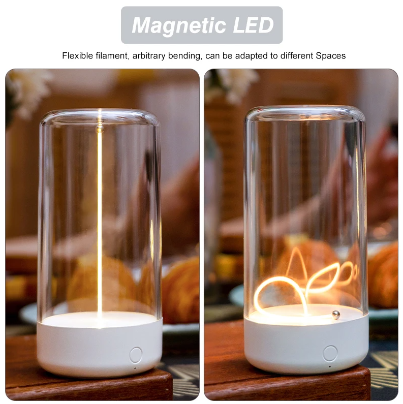Magnetic Filament Cordless Lamp – Minimalist, Touch-Dimmable, and Rechargeable