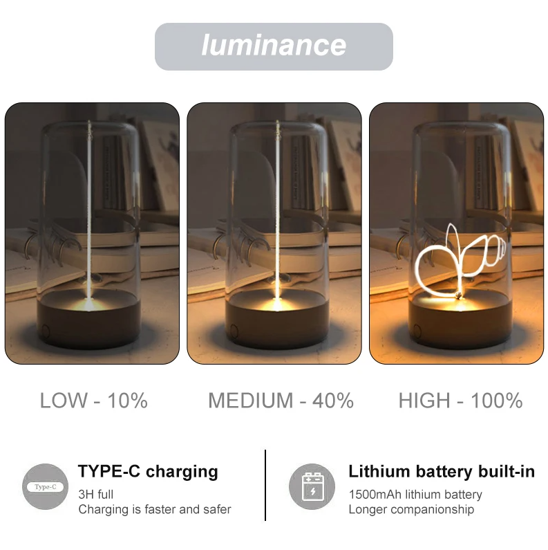 Magnetic Filament Cordless Lamp – Minimalist, Touch-Dimmable, and Rechargeable