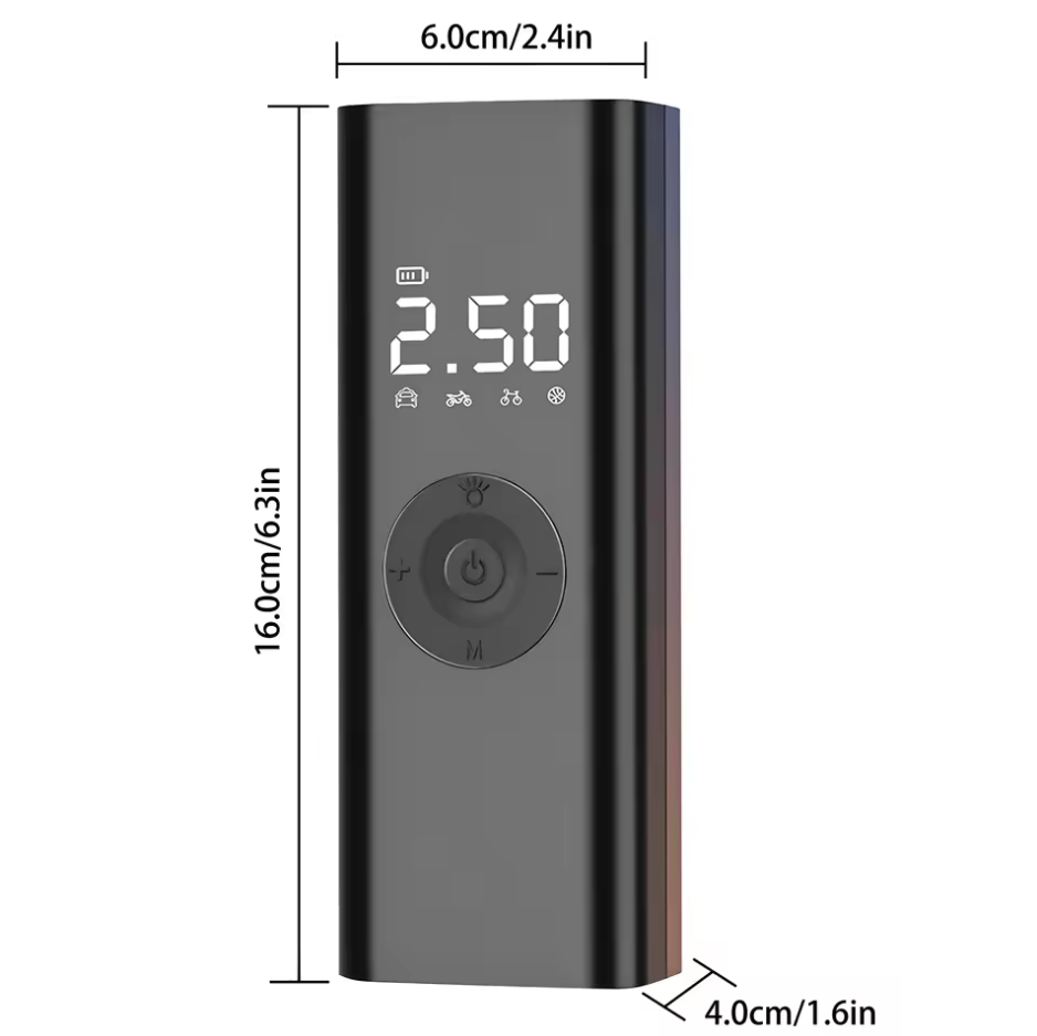 π Multifunctional Portable Air Compressor with 2,000mAh Battery β Inflate, Illuminate, and Power Up!