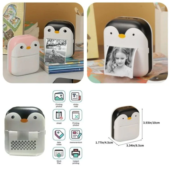 š§ Penguin Mini Thermal Printer ā Print Anywhere, Anytime in Style! With 3 Roles