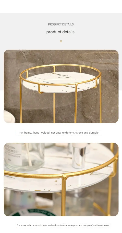Three-Layer Golden Storage Shelf – Elegant Organizer for Countertops & Vanity