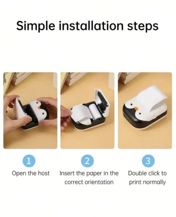 š§ Penguin Mini Thermal Printer ā Print Anywhere, Anytime in Style! With 3 Roles