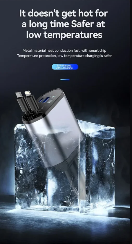 π 4-in-1 Retractable Car Charger β Fast, Compact & Versatile
