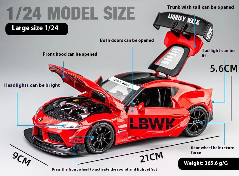 Toyota GR Supra LBWK Edition Mk5 β 1:24 Scale Diecast Model Car
