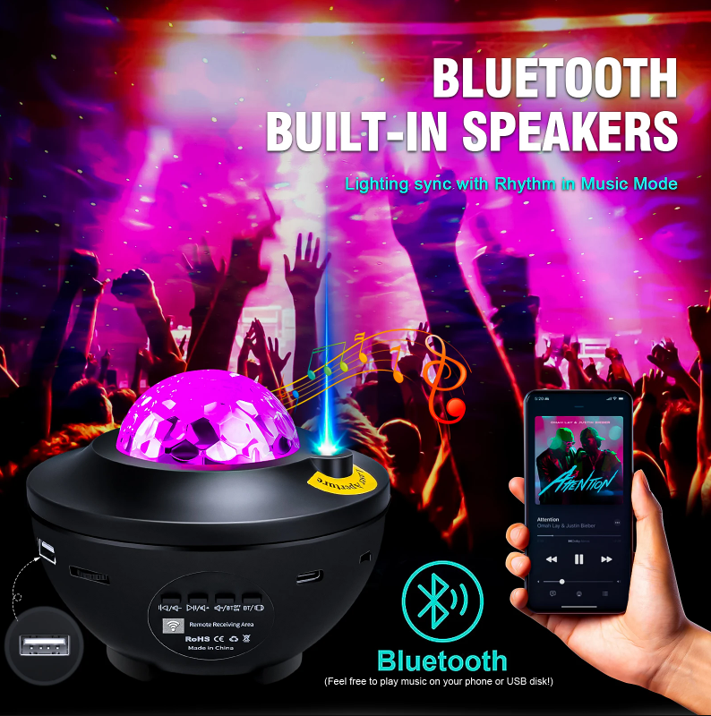 Galaxy Projector Lamp with Bluetooth Speaker & Remote Control