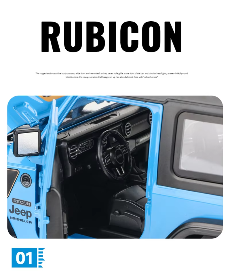 🚙 1:18 Diecast Rubicon Wrangler Jeep Model 🌟