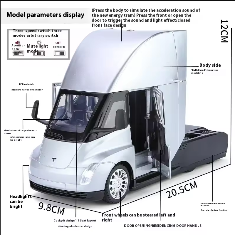 π 1:24 Diecast Tesla Semi Truck Head Model π