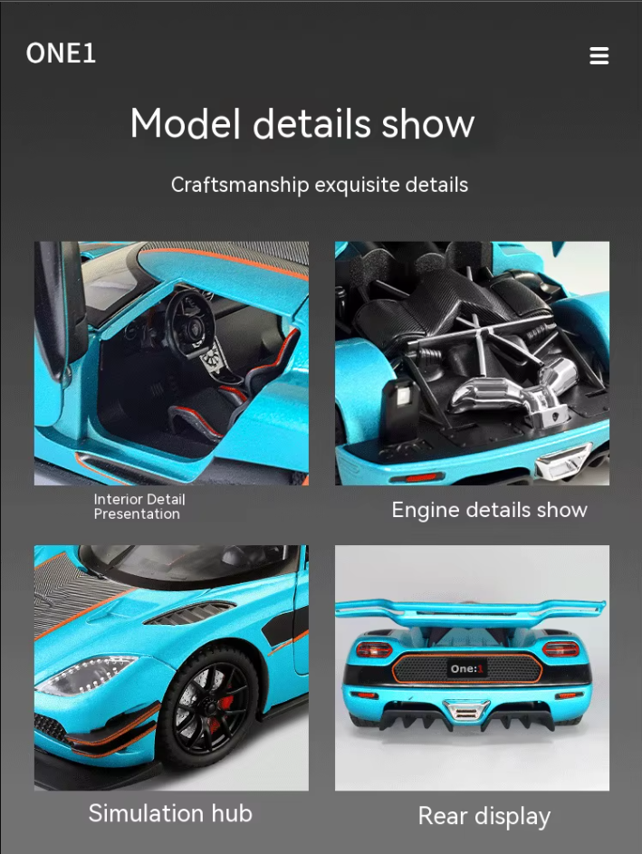 ๐โจ 1:24 Diecast Koenigsegg One Model Car โจ๐