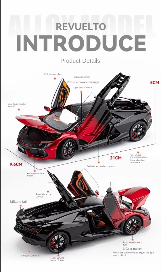 ποΈ 1:24 Diecast Lamborghini Revuelto Model Car β A Masterpiece of Speed & Luxury! ποΈ