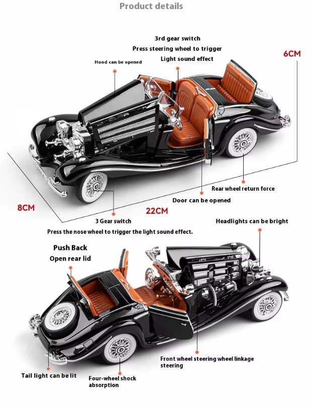 1:24 Diecast 1936 Mercedes Benz 500K π