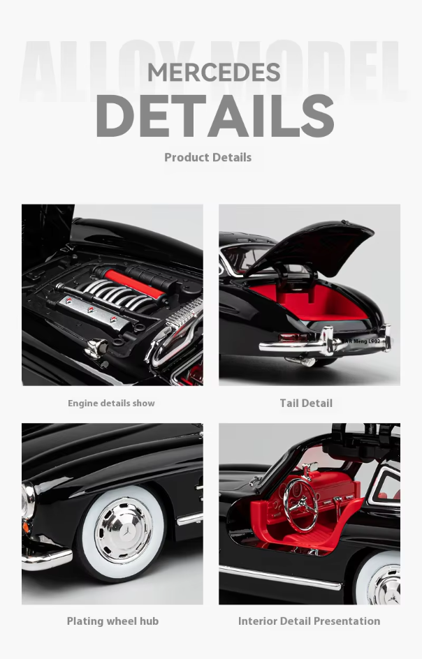 1:24 Diecast Benz 300SL Coupe Model Car ποΈβ¨