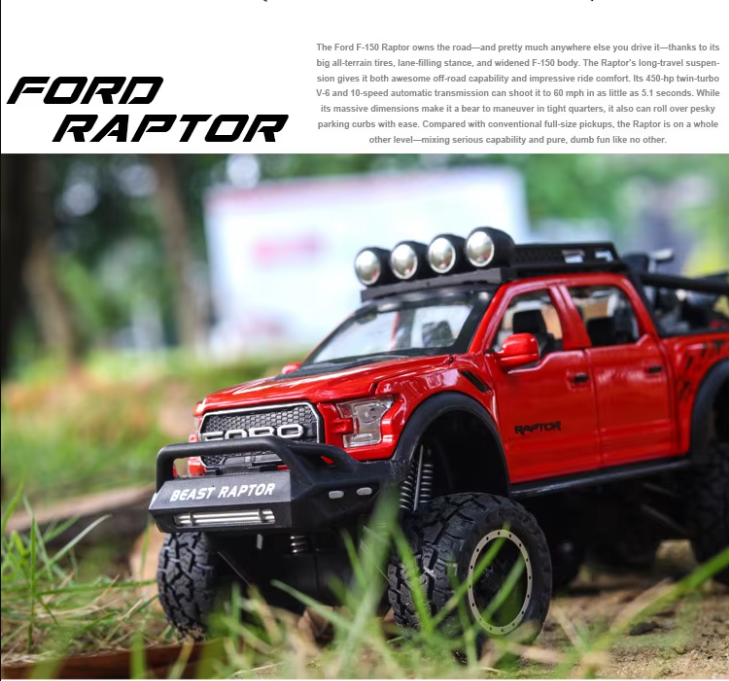 π Diecast 1:24 Scale Ford Raptor 6x6 β Ultimate Off-Road Beast
