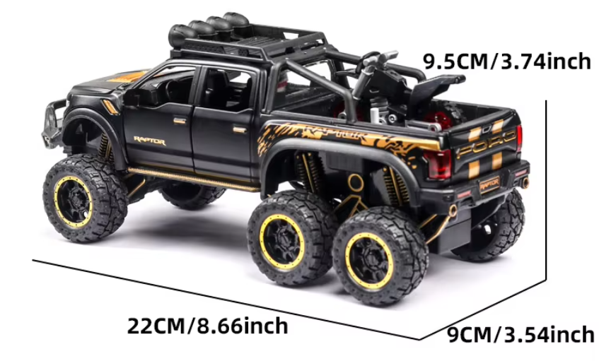 π Diecast 1:24 Scale Ford Raptor 6x6 β Ultimate Off-Road Beast