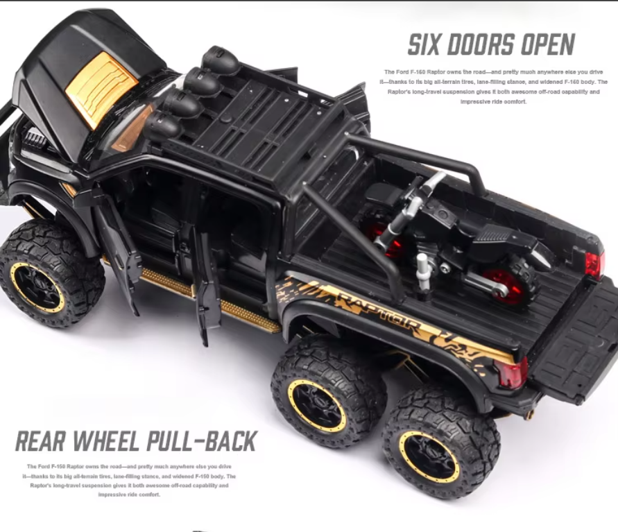 π Diecast 1:24 Scale Ford Raptor 6x6 β Ultimate Off-Road Beast