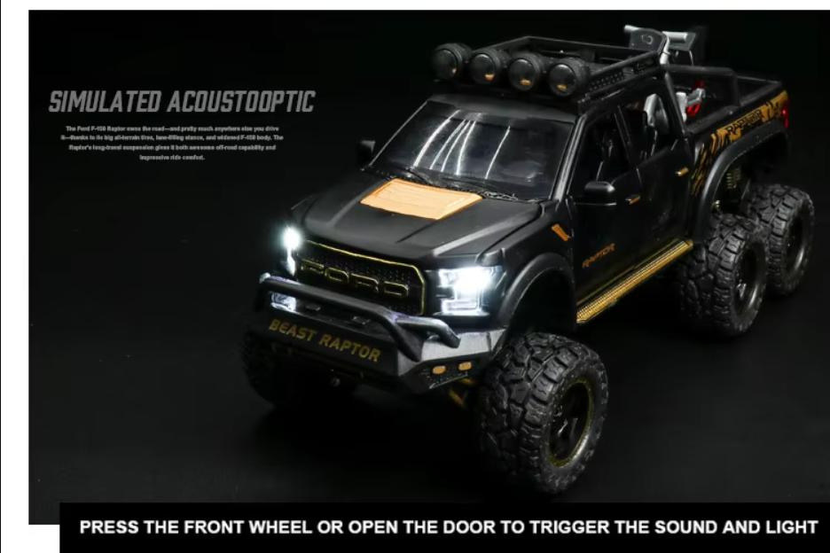π Diecast 1:24 Scale Ford Raptor 6x6 β Ultimate Off-Road Beast