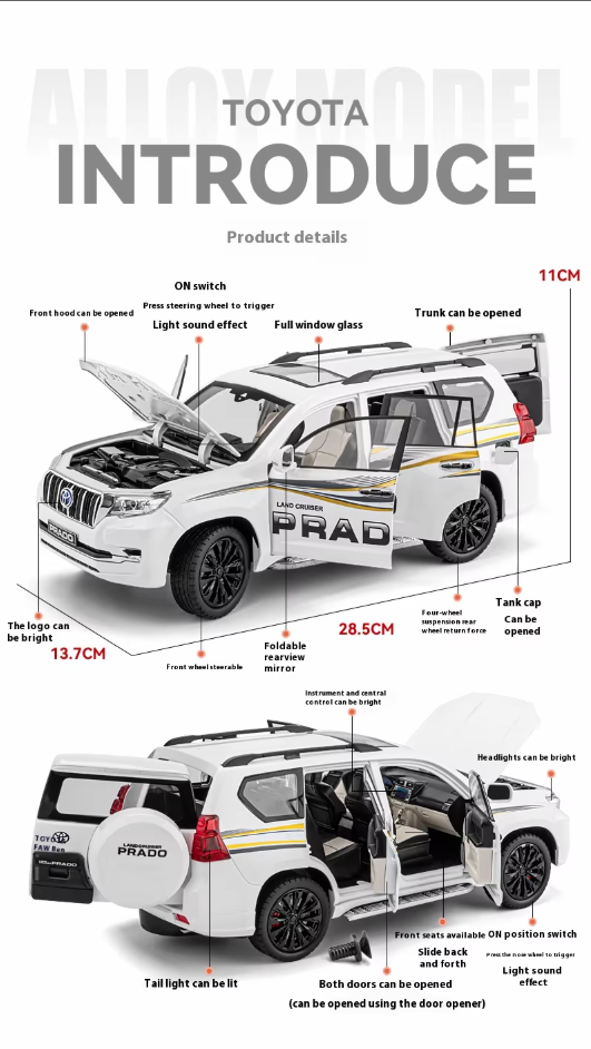 π 1:18 Scale Toyota Land Cruiser Prado Diecast Model β The Ultimate Collectible!