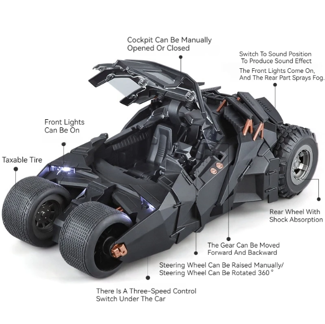 🦇 1:18 Scale Batmobile Die-Cast Model Car – Alloy Edition