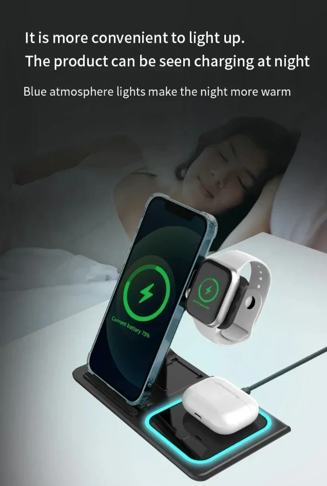 3 in 1 Wireless Charging Station – Fast, Safe & Convenient