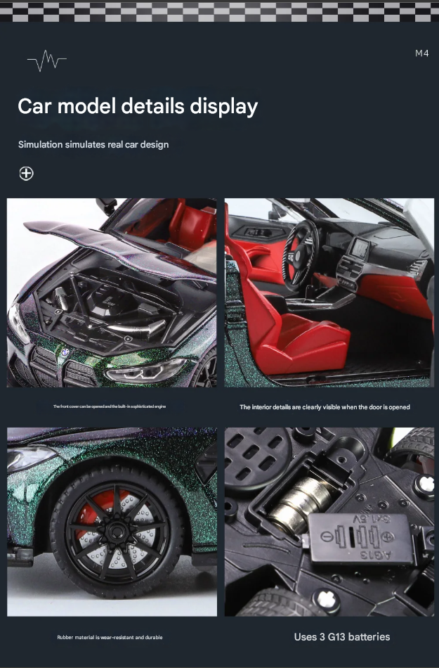 🚘 BMW M4 Alloy Car Model – 1:24 Scale Diecast