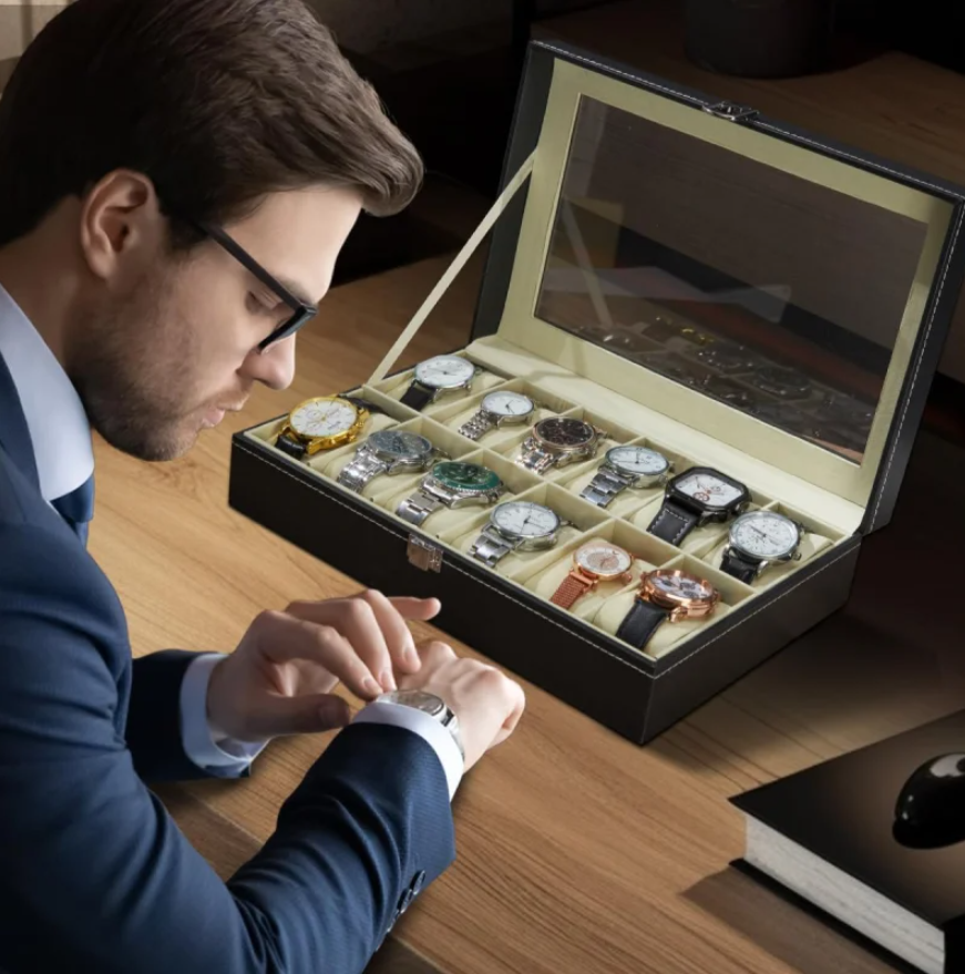 Premium Double Row Watch Organizer – 10 & 12 Slot Models