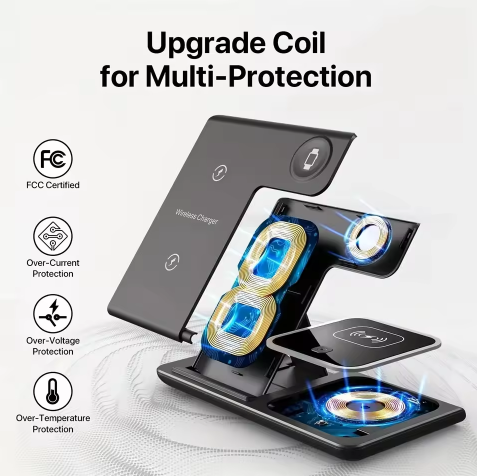 3 in 1 Wireless Charging Station – Fast, Safe & Convenient