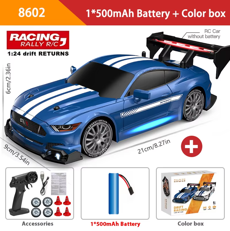 🏎️ 1:24 Drift Racing RC Car – Dual Motor 4WD with LED Lights & Replaceable Tires