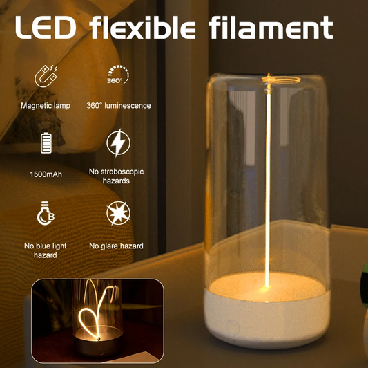 Magnetic Filament Cordless Lamp – Minimalist, Touch-Dimmable, and Rechargeable