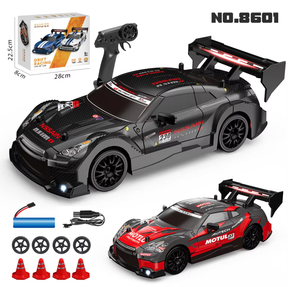🏎️ 1:24 Drift Racing RC Car – Dual Motor 4WD with LED Lights & Replaceable Tires