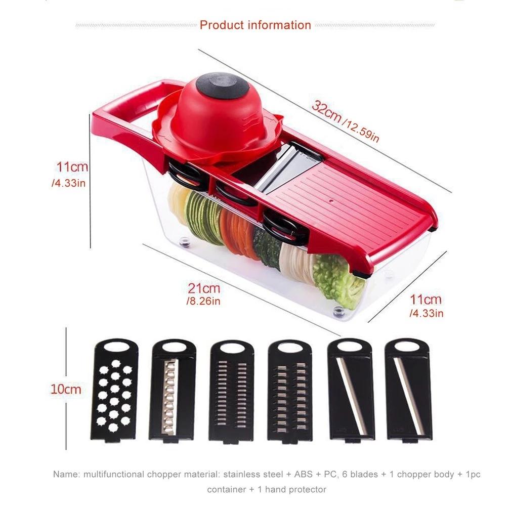 6 In 1 Vegetable Grater, Cutter with Stainless Steel Blades