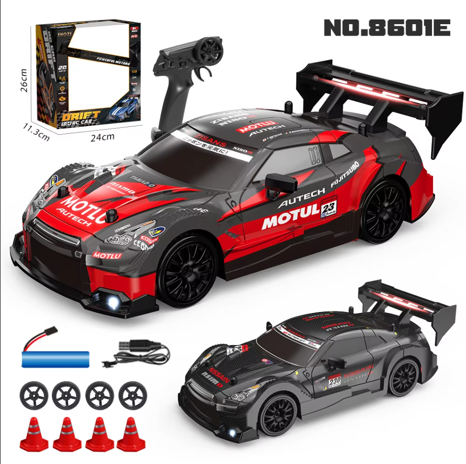 🏎️ 1:24 Drift Racing RC Car – Dual Motor 4WD with LED Lights & Replaceable Tires