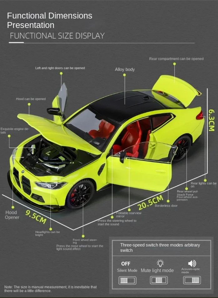 🚘 BMW M4 Alloy Car Model – 1:24 Scale Diecast