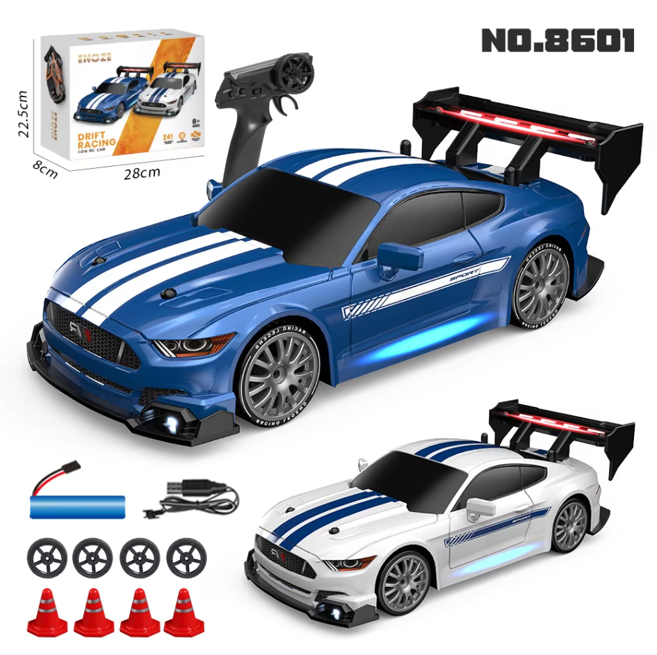 🏎️ 1:24 Drift Racing RC Car – Dual Motor 4WD with LED Lights & Replaceable Tires
