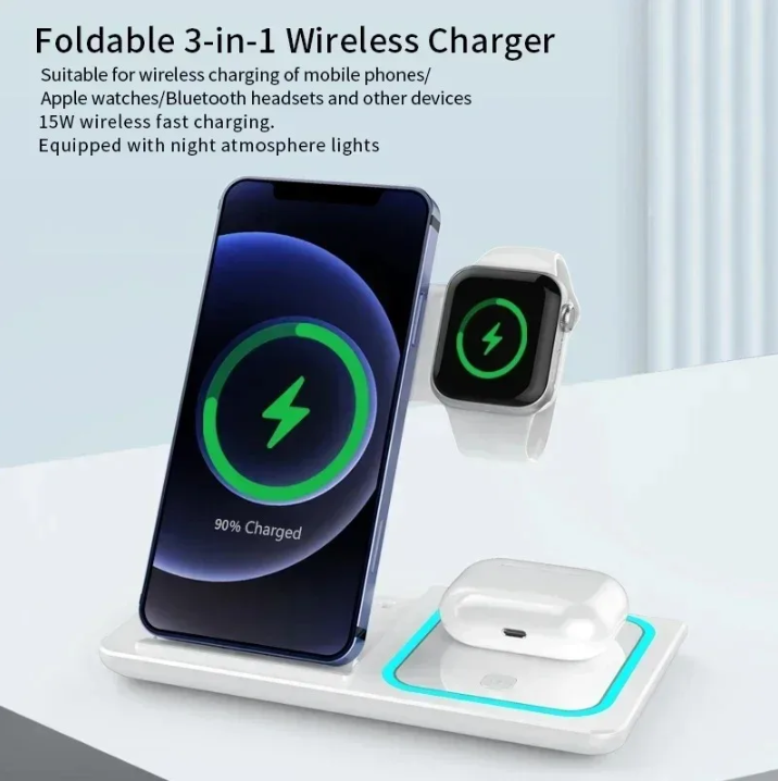 3 in 1 Wireless Charging Station – Fast, Safe & Convenient