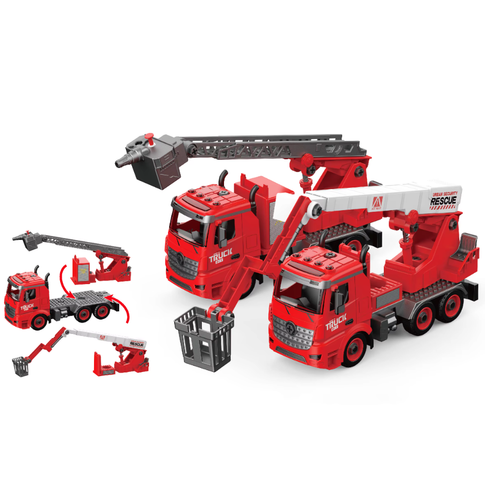 🚒 Fire Brigade Rescue Truck Building Set – Lights, Sounds & Water Spray