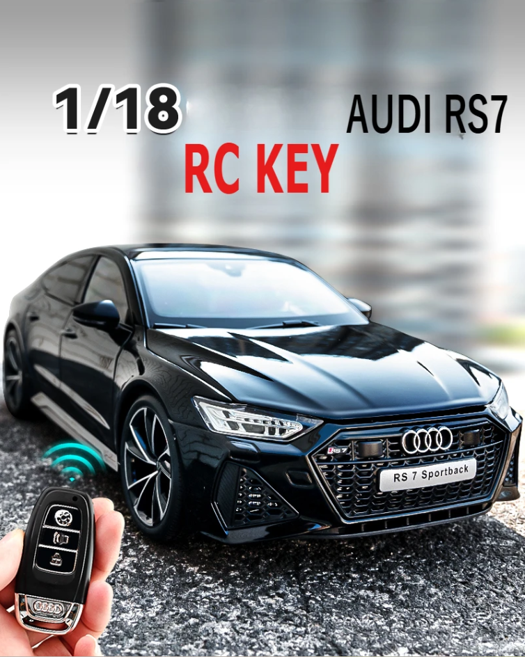🚘 1:18 Scale Audi RS7 Die-Cast Model Car with Remote Control Lights & Sound