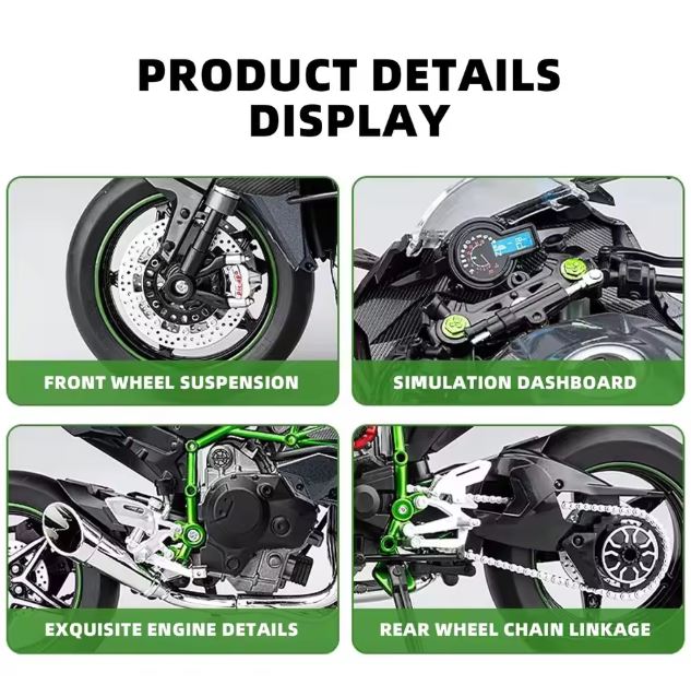 Kawasaki Ninja H2 Diecast Motorcycle Model – 1:9 Scale