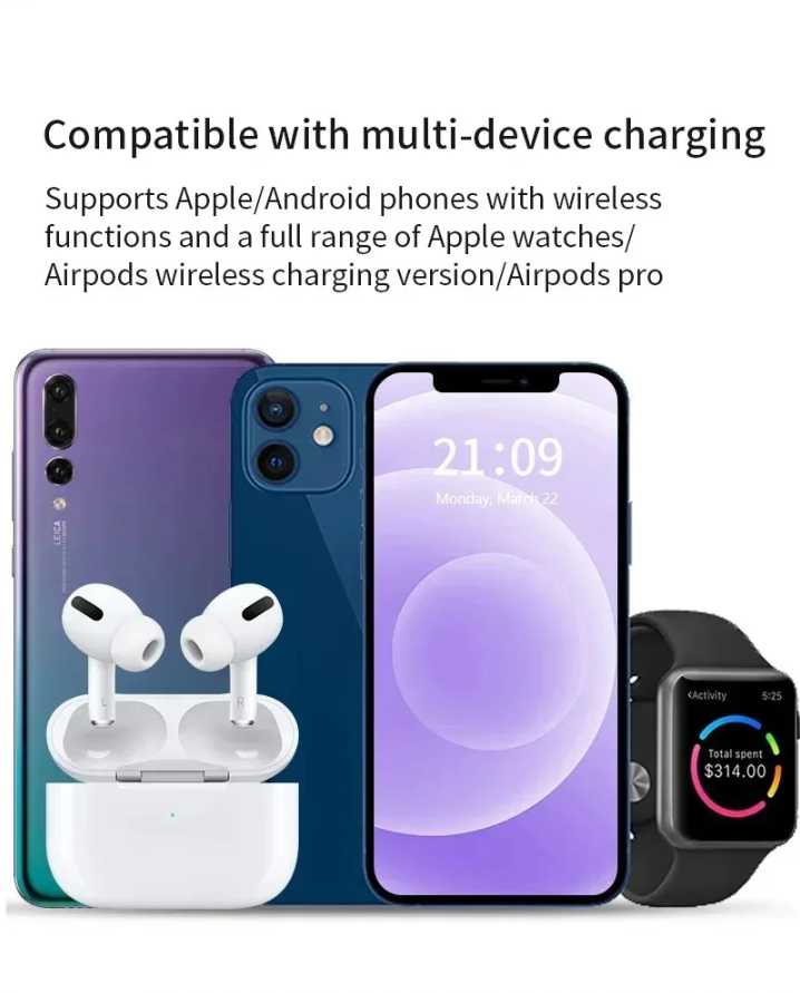 3 in 1 Wireless Charging Station – Fast, Safe & Convenient