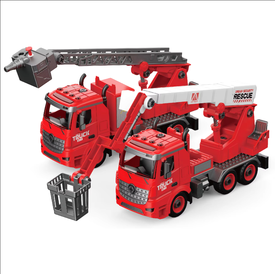 🚒 Fire Brigade Rescue Truck Building Set – Lights, Sounds & Water Spray