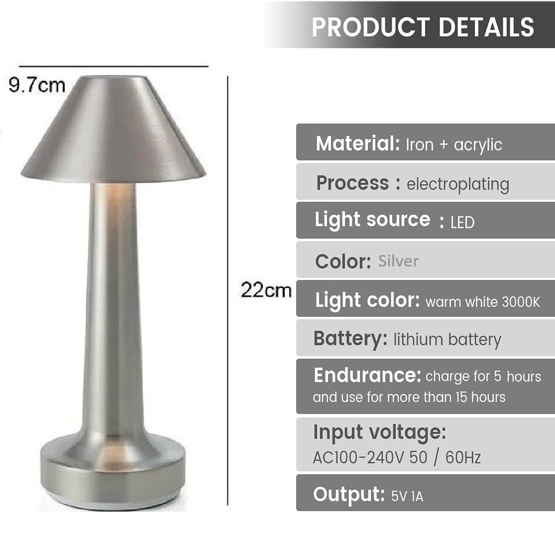 Portable touch sensitive metal lamp (Silver)