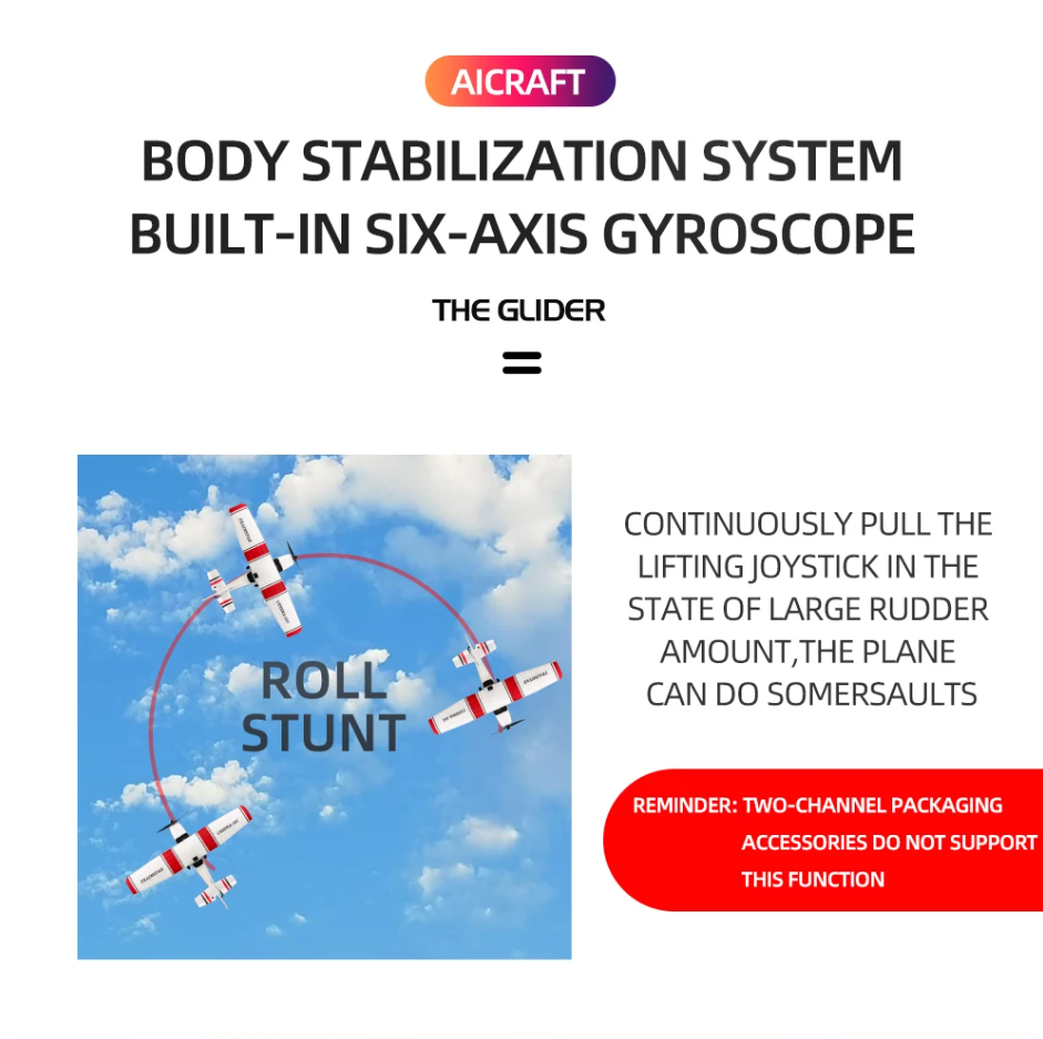 ✈️ Cessna 182 RC Glider Plane – 3 Channel Remote Control Airplane with Gyro & LED Lights